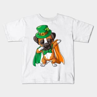 Dabbing Boxer St Patricks Day Boys Leprechaun Irish Kids T-Shirt